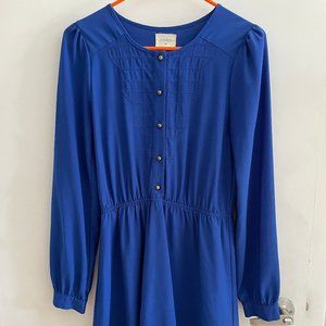 Dress Blue Long Sleeved Midi Small